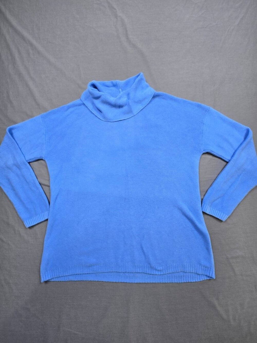J.Jill Medium Knit Turtleneck Sweater Blue Cotton Blend Long Sleeve Pullover